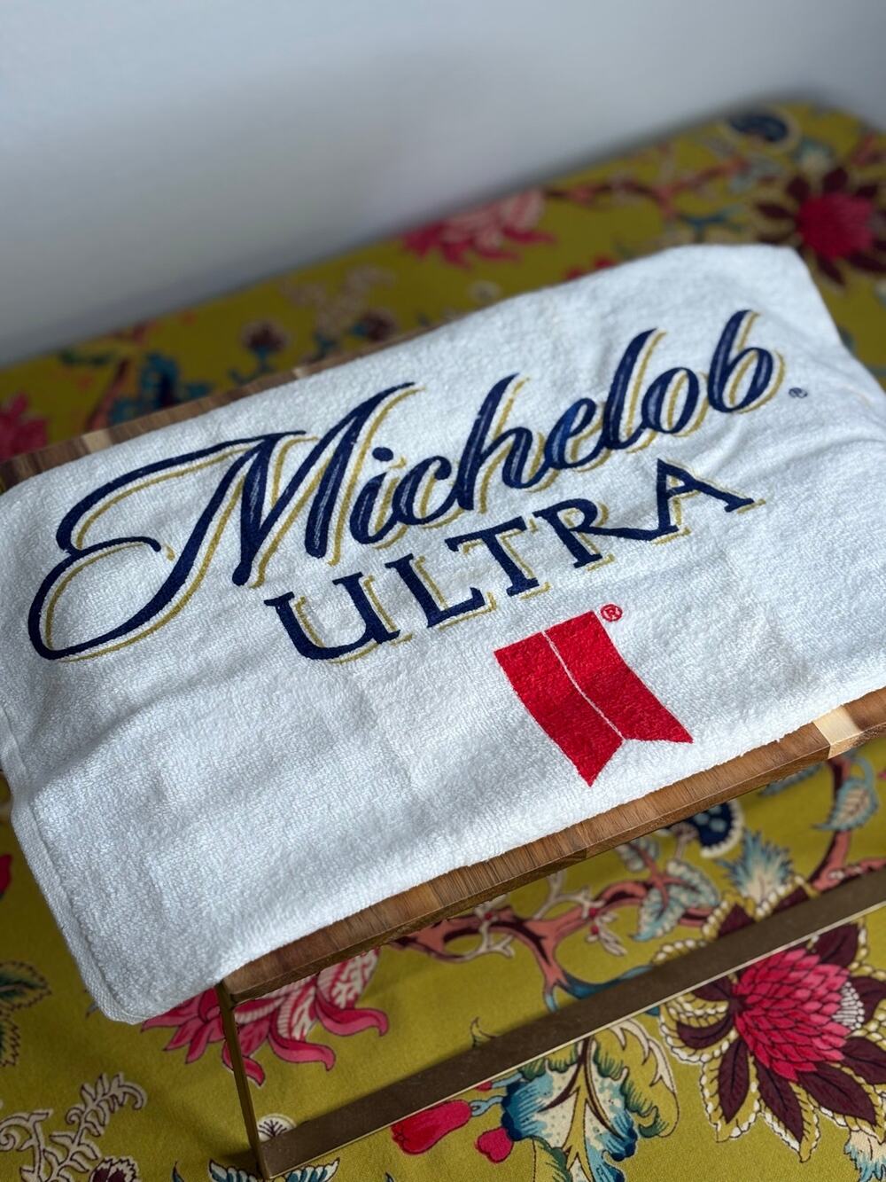 Michelob Ultra Golf Towel White Navy Gold Logo 100% Cotton N11450